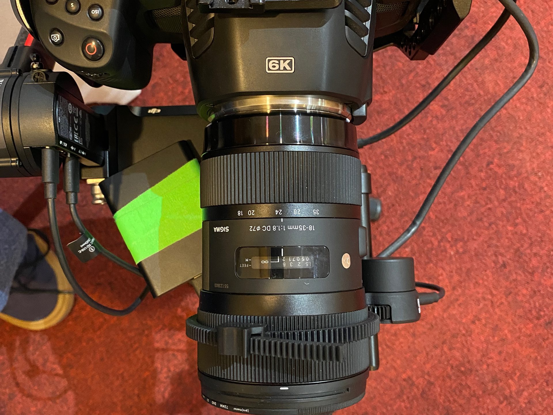 A Blackmagic 6K cinema camera on a gimbal, ready to shoot an event